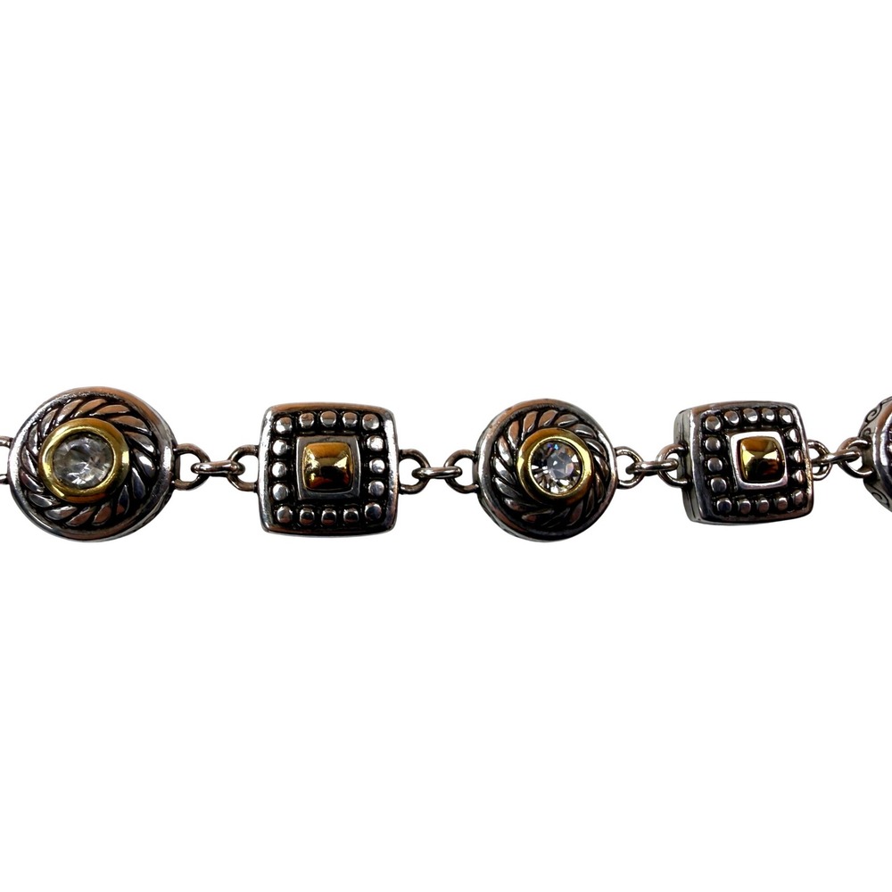 Brighton Heiress Two-Tone Crystal Medallion Reversible Hearts Bracelet